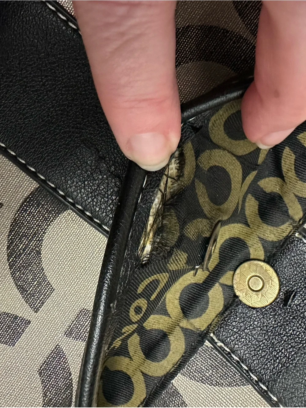 Coach Khaki and Black Signature Crossbody Bag